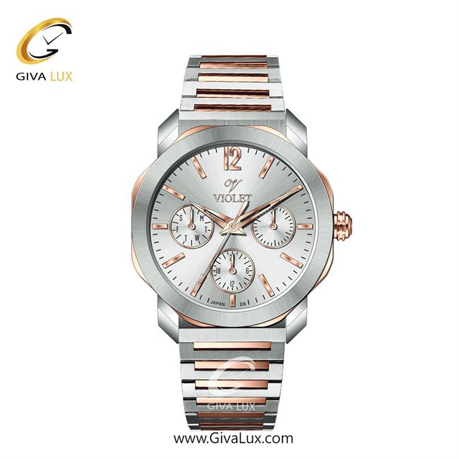 ساعت مچی اورجینال زنانه ویولت VIOLET سه موتوره فول تایم نقره ای-رزگلد | رزگلد-نقره ای| نقره ای| کد رفرنس 0628/2